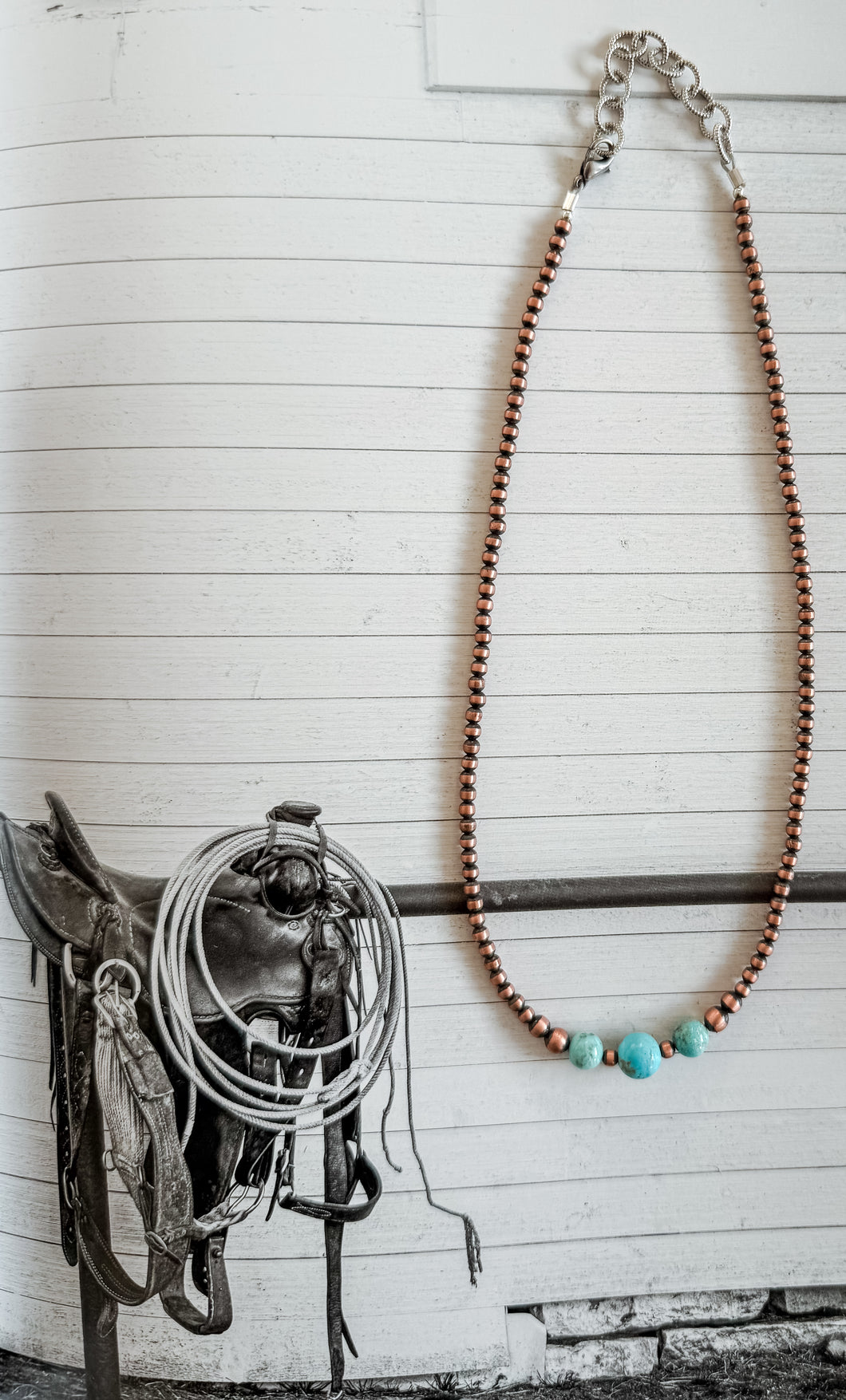 Copper / Turquoise Navajo Pearls - 16 inch