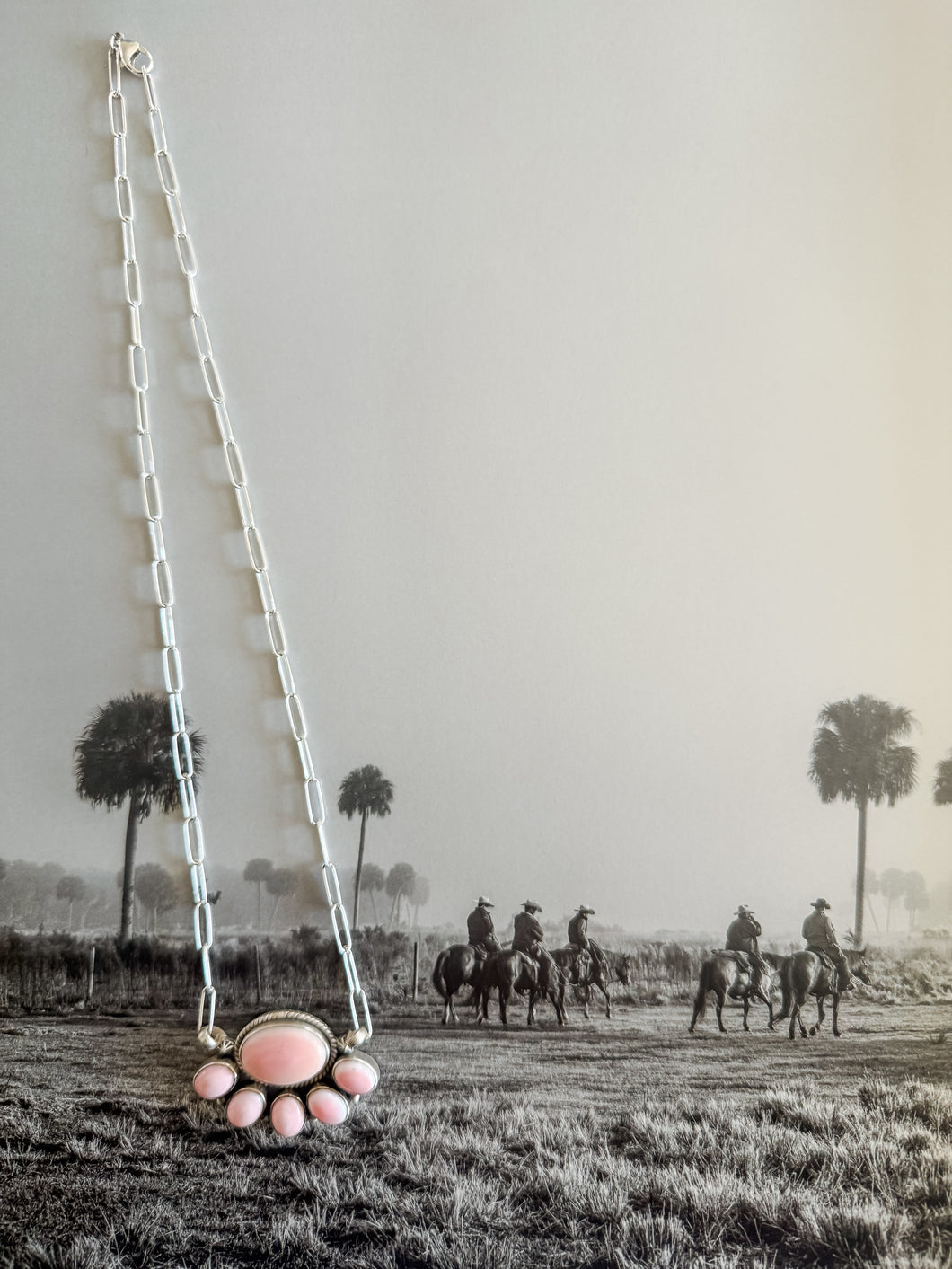 Pink Half Cluster Necklace